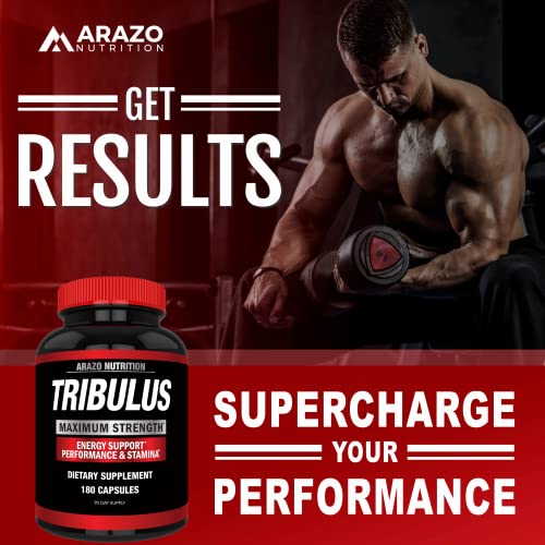 Arazo Nutrition Tribulus Terrestris 1500Mg Extract Powder - Energy Booster With Estrogen Blocker 180 Capsules #TOP4