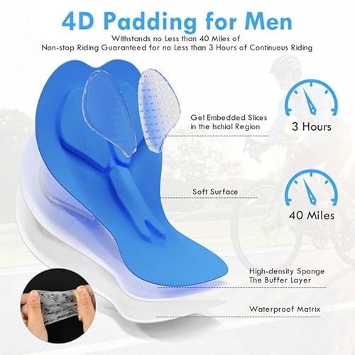 flintronic 1PCS Hombres Ropa Interior de Bicicleta, Talla Extra Pantalón Corto de Ciclismo con 4D Gel Acolchado para Hombre, Antibacterianos, Transpirables, Calzoncillos Cortos de montaña, Negro, L - imagen 4