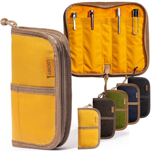 Image of LOCHBY Quattro | Slim & Elegant Pen Pouch | Durable Waxed Canvas Lightly Padded for Fountain Pen & Mechanical Pencil | Compact Design Holds 4 Pens | For Everyday Carry, Travel & Creative Artists