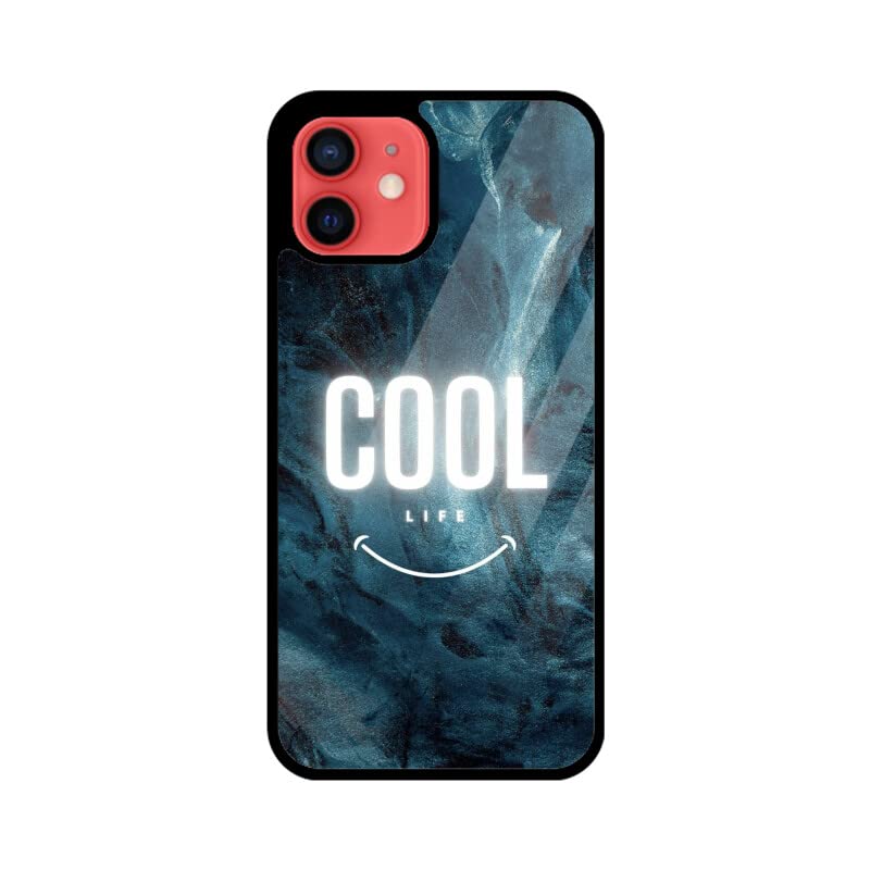 Screato Silicone Glass Solid Printed Case for iPhone 12 Pro | Mobile Protection Glass Case | Cool Life Printed Blue SN