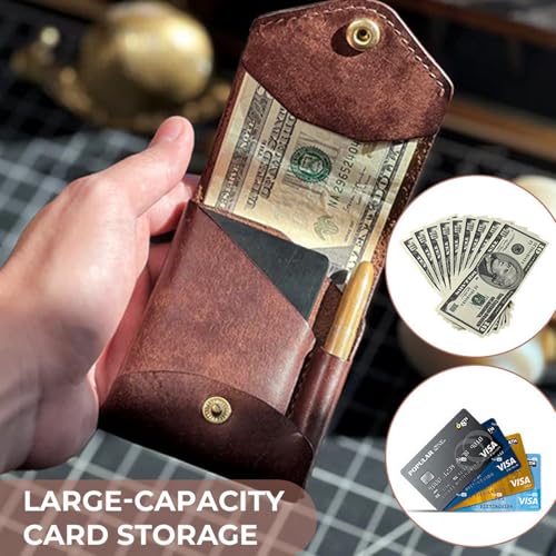 Solid Color Multifunctional Compact Wallet, PU Leather ID Card Clip Case with Built-in Pen Slot, Portable Wallet for Father's Day, Graduation Gift and Daily Use. Complimentary fountain pen4