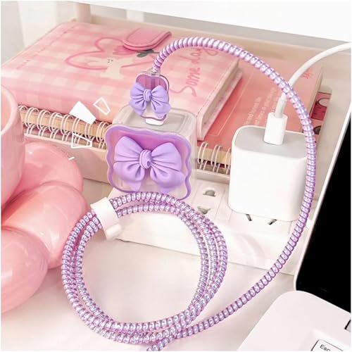 Image of Like Star Charger Protection Cover 4 in 1, Compatible for iPhone Charger only 18W & 20W, Spiral Cable Protector for Charging Cable, Charger Protector with 3D Design