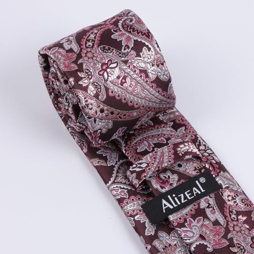 Image of Alizeal Mens 3.15'' Vintage Paisley Tie Pocket Square Set | Elegant Perfect for Banquet Wedding and Party