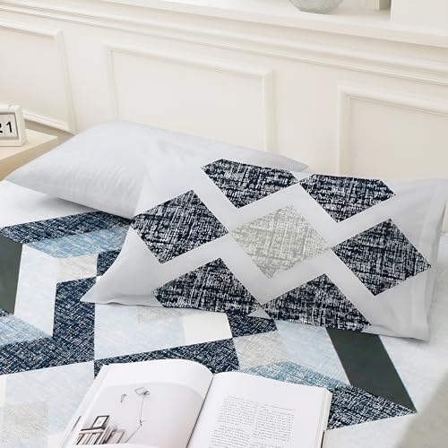 Image of Story@Home Bedsheet for King Size Bed | Cotton Bedsheet | Abstract Bed Sheet with 2 King Size Pillow Covers (270 X 270 Cm, Blue) | Perfect for Diwali Gifting /Festive Gifting | 260TC