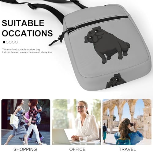 Black Pug Mini Crossbody Bag Anti-Theft Side Shoulder Bags Messenger Bag Unisex4