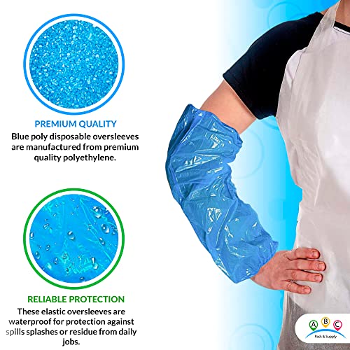 Amz Disposable Sleeve Protectors For Arms 18”, Blue Polyethylene Disposable Sleeve Covers For Arms 12 Pack, Protective Sleeves For Arms 6 Mil, Waterproof Protective Arm Covers With Elastic Ends #TOP2