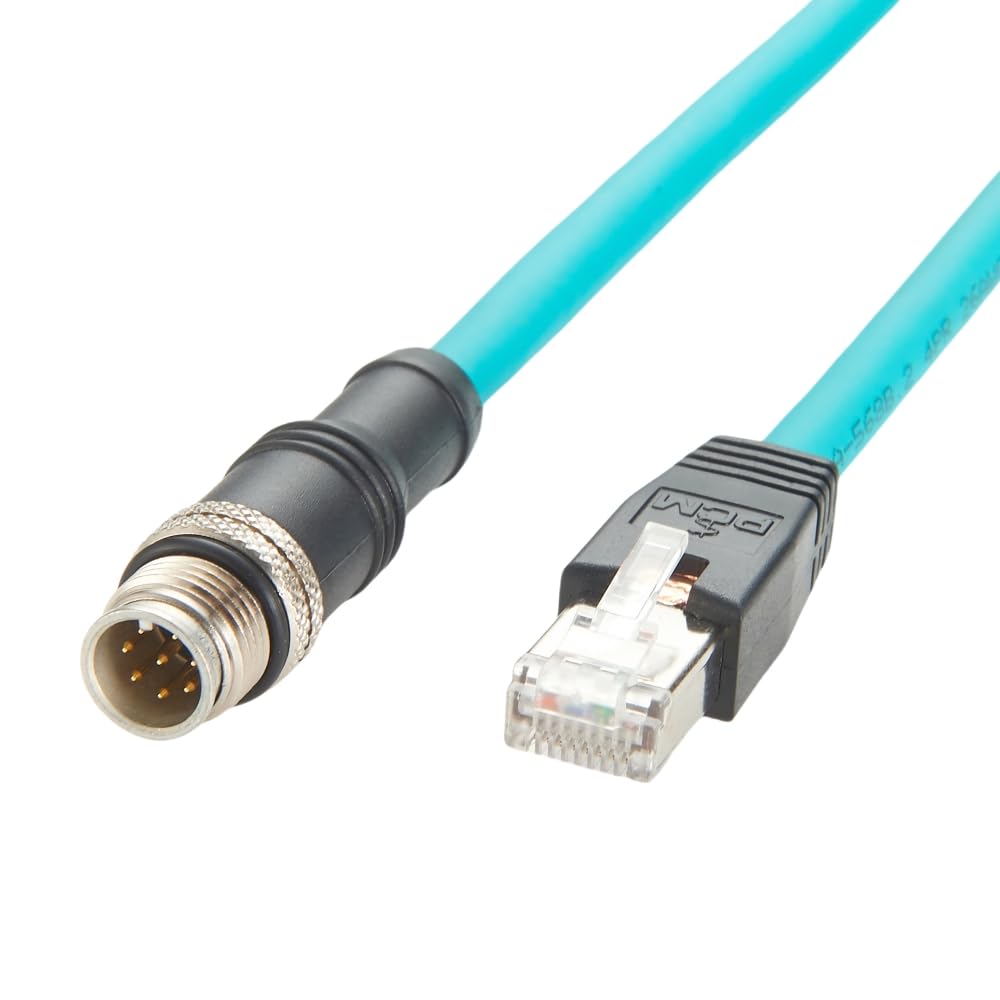 M12 8-pinowy kabel krosowy z kodem A do RJ45 CAT6A przemysłowy kabel Ethernet M12 męski do RJ45 GigE Vision kabel krosowy o wysokiej elastyczności, ekranowany przedłużacz kompatybilny z Cognex Basler