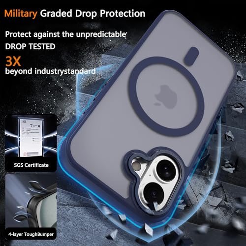 Image of Magnetic for iPhone 17 Phone Case, [Compatible with MagSafe], Screen Protectors X1, [Military Grade Drop Protection],Matte Finish,Slim,Shockproof,Protective (Blue, iPhone 17)
