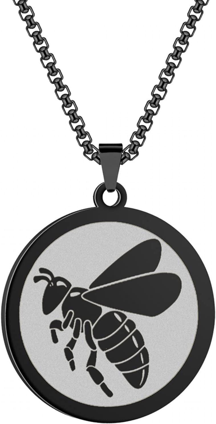 Bijoux insecte abeille pendentif collier homme femme couleur noire style urbain