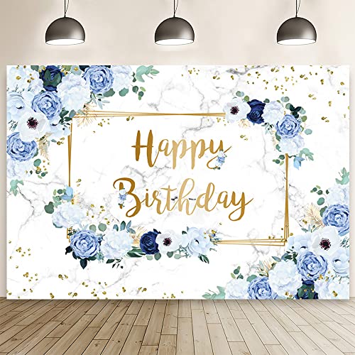 MEHOFOND Toile de fond Fête 7x5pi - Fleurs bleues et blanches