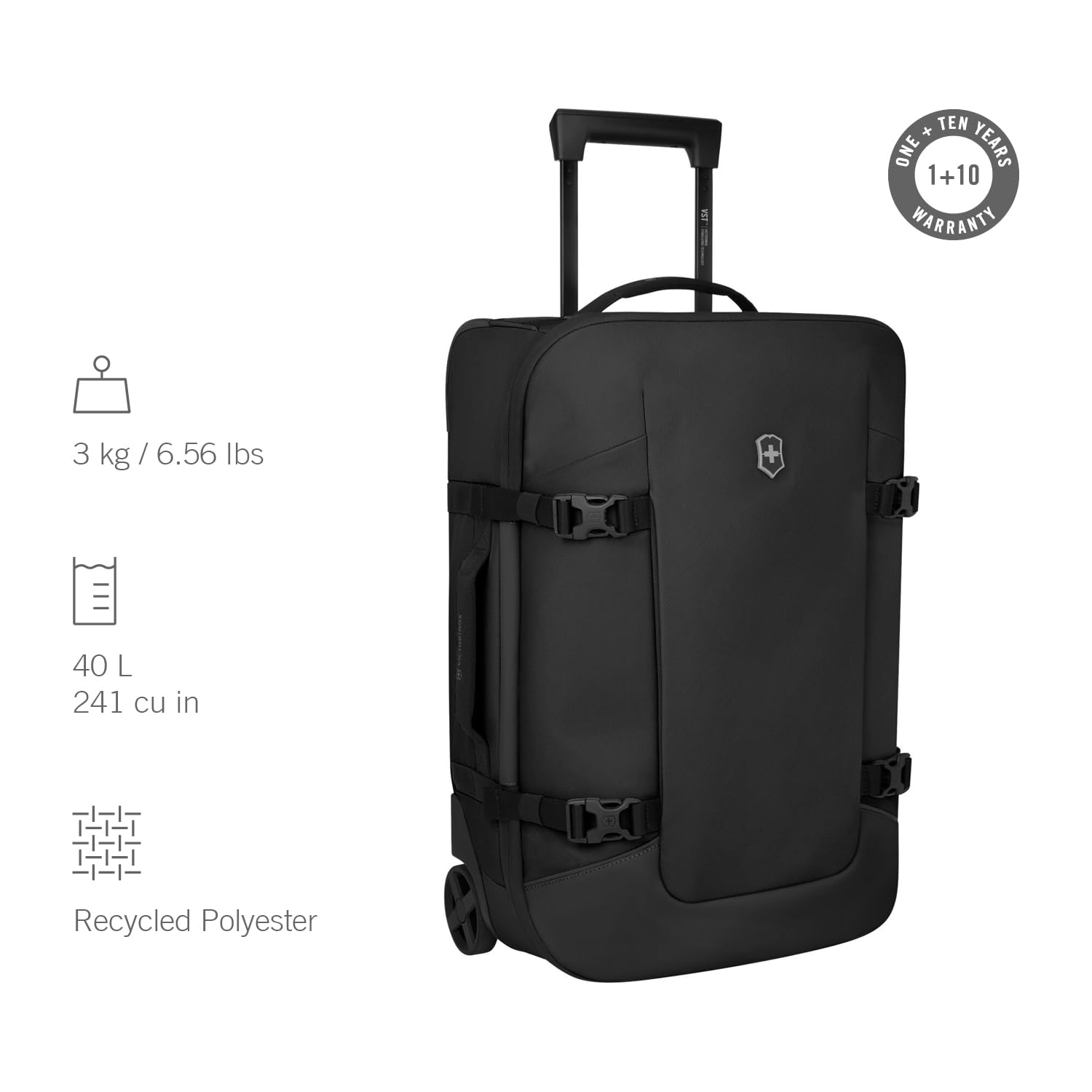 Victorinox Altmont Modern Wheeled Duffel, Bolsa de Viaje con Ruedas, Equipaje de Mano, Maleta Carcasa Blanda, Mujer/Hombre, 42 l, Negro
