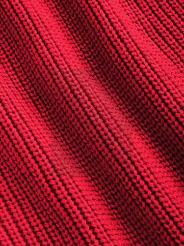 Image of CIDER Cropped Sweaters for Women Turtleneck Sweater Long Sleeve Ribbed Knit Lantern Sleeve Pullover Fall Outfits: Red, S