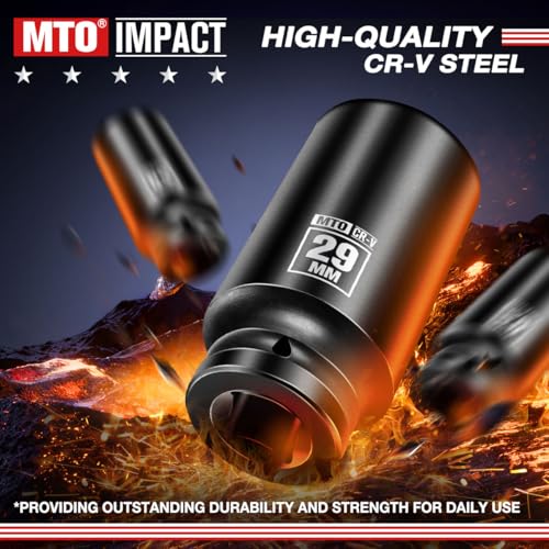 Image of MTO 1 /2 inch Drive 29mm Deep Impact Socket, 6-Point Metric Socket for Automotive Maintaince, CR-V Steel Meets ANSI Standards