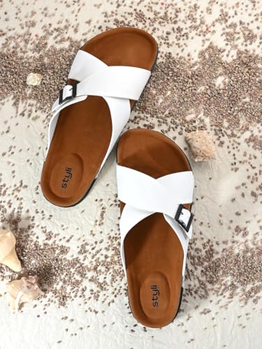 Men 7011851236 Cross Band Platform Sole Sandals 42 White2