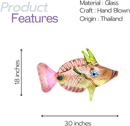 Miniatura 4 de ZOOCRAFT Figura de cristal hecha a mano con peces marinos, colorido acento náutico para decoración del hogar, escultura artística pintada a mano,