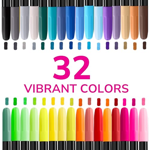 Image of Zenacolor 32 Fabric Markers Pens - Non Toxic, Indelible and Permanent Fabric Paint Pens - Fine Point Tip Textile Marker Pen