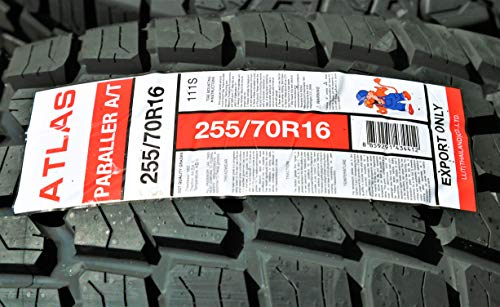Atlas Paraller A/T All-Terrain Off-Road Radial Tire-255/70R16 255/70/16 255/70-16 111S Load Range Sl 4-Ply Orwl Outlined Raised White Letters #TOP6