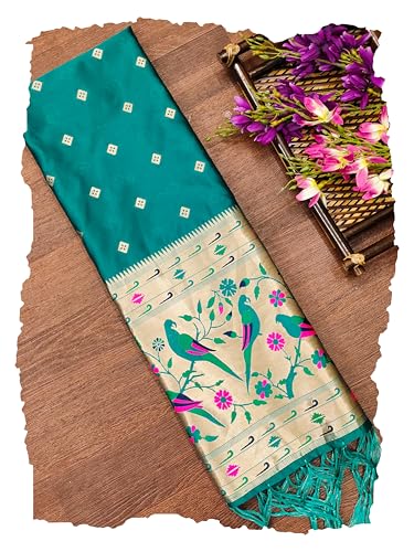 Image of DEVANGI Women's Woven Paithani Banarasi Silk Dupatta /Chunni For Women, Floral Print 1 Meter Wide and 2.3 Meter Length Printed Designer Dupatta /Chunni For Girls