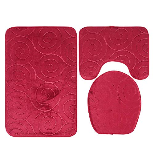 AYCPG Rutschfestes WC-Vorleger-Set mit WC-Deckelbezug für Badezimmer, Falai, Samtstein, geprägte WC-Bodenmatte, Badewannenseite, rutschfeste Fußmatte, dreiteilige Badezimmermatte C1 Lucar (Farbe: C2)