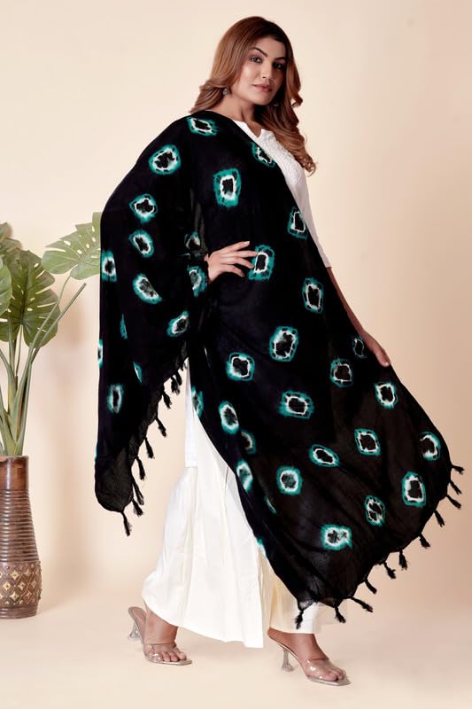 Image of Traditional Bandhani Dupatta for Women Soft Cotton Blend with Tie-Dye Print and Elegant Design for Ethnic