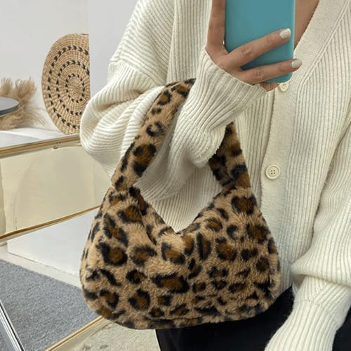 Fur Purse Plush Furry Bag Cute Fluffy Fuzzy Underarm Shoulder Bag Zipper Top Handle Trendy Soft Bags for Women2