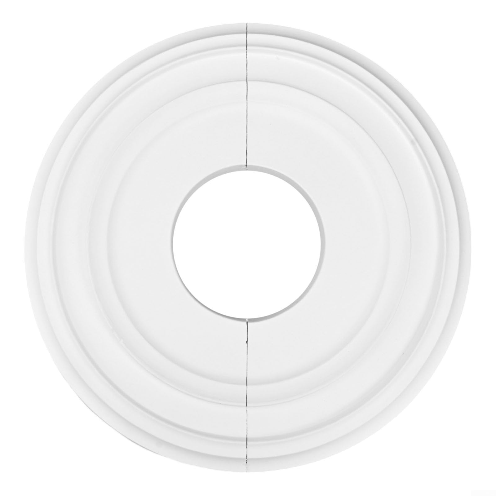Medaglione rotondo da soffitto bianco diametro esterno 30,5 cm, rosone da soffitto in PU modellato diviso per lampade e ventilatori, piastra di copertura decorativa ai fori