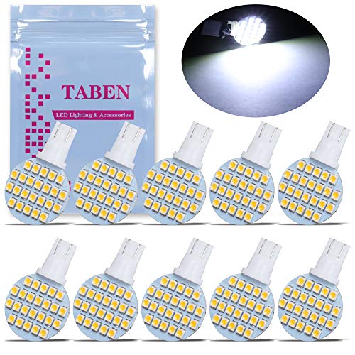 TABEN Super Brillante Luz Interior del Coche T10 194 175 168 2825 1210-24SMD Luz de Paso de cortesía LED Cúpula Mapa Tronco Bombillas Blanco DC 12V (10 Piezas, Blanco)