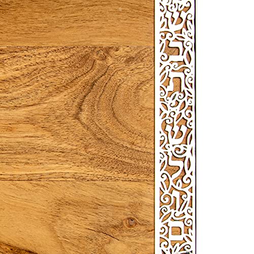Yair Emanuel Wooden Challah Bread Cutting Board For Shabbat And Yom Tov | Filigree Accent Decoration (Cbt-1) #TOP4
