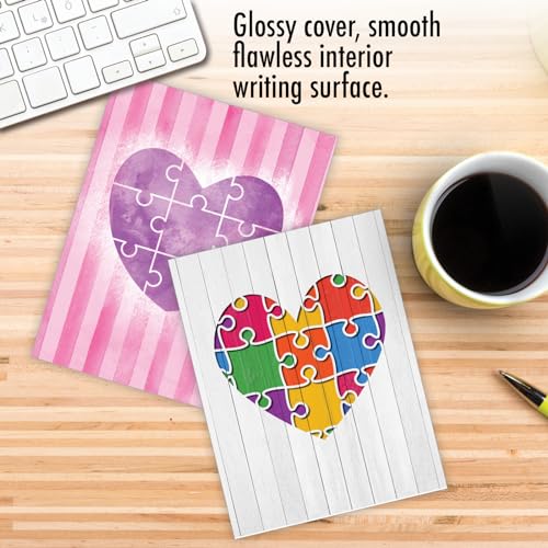Image of The Best Card Company - 20 Cute Boxed Cards (4 x 5.12 Inch) - Assorted Blank Set (10 Designs, 2 Each) - Jigsaw Hearts AM3181OCB-B2x10