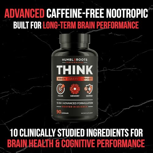 Image of All-Natural Brain Supplement for Memory and Focus - Caffeine-Free Long-Term Cognitive Support - 10 Nootropic Ingredients Including Lion's Mane, Bacopa, Turmeric, Ginkgo & Huperzine A - 90 Capsules