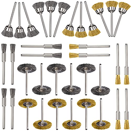 GIAK Brosse en Laiton de Polissage Ensemble 36Pcs Brosses Métalliques Inoxydable Métallique de Forage Brosses Rotatifs pour Perceuse Meuleuse et Autres Outils Rotatifs