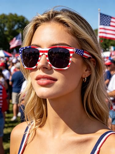 Image of knliwkm American Flag Sunglasses for Men USA American Flag Glasses Fourth of July Accessories