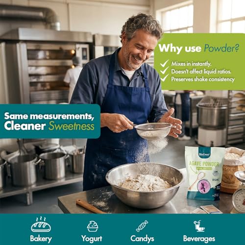 Image of BLUE GREEN ORGANICS Organic Agave Sugar (Powder Form) - Low Glycemic Sweetener Alternative - Keto, Vegan, Gluten Free - Natural Sugar Substitute - 0.77 lb