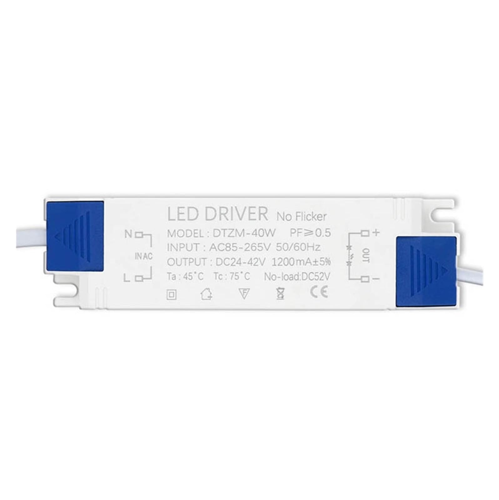 PWANUIGTE LED Power Adapter 10W 20W 30W 40W 50W Lighting Transformer DC24-42V AC85-265V(40W DC24-42V 1200mA)