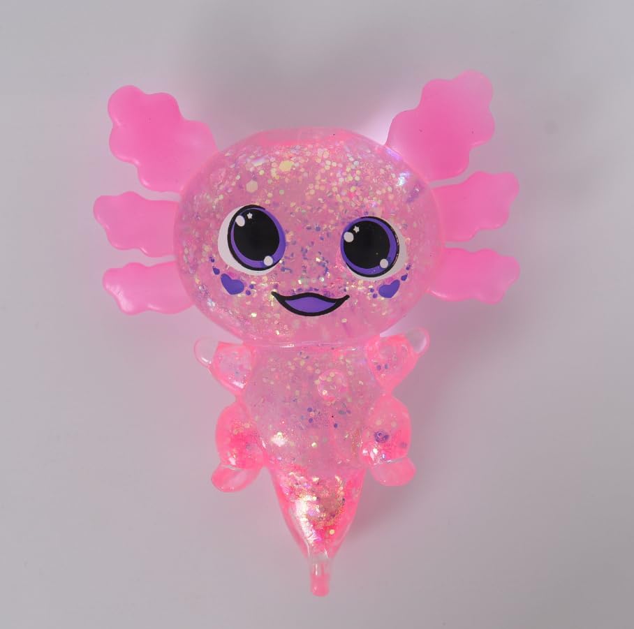 Axolotl Squishy Fidget Toy, Cute Slow Rising Stress Relief Toy, Soft Squeeze Sensory Toy for Kids Adults, Handheld Anxiety Relief Desk Toy for Focus, Big Gills Axolotl (Pink)