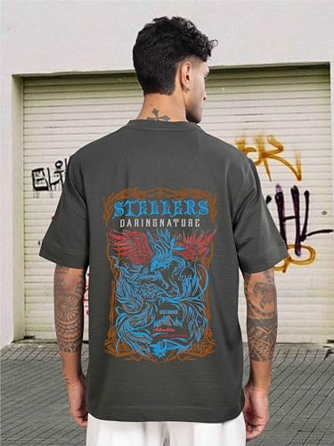 Image of STELLERS Men's Oversized Printed Half Sleeve T-Shirt | Feather Touch Feel | Odour Resistant | Anti-Static | Wrinkle Free | Quick Dry | Stretchable | Lightweight