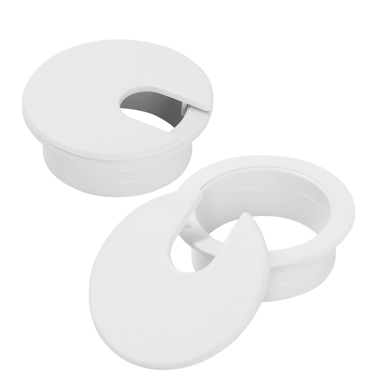 1-3/8" White Desk Grommet, JTemgle Plastic Cable Hole Cover Computer Table Cord Wire Organizer Caps Desktop Cord Management for Home Office TV Stands Tabletops, 2 Pieces-picture-30
