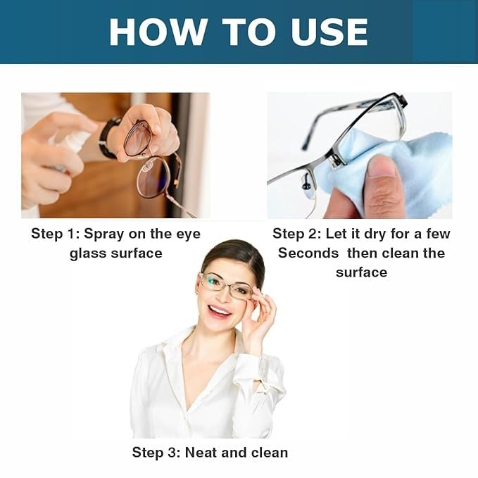 Image of DIC 300ml Lens Cleaning Solution Spray with Microfiber Cloth Contain NO Detergent-NO foam-for Spectacles, Sunglasses, Eyeglasses, Mobile, PC, Laptop, TV&Camera - Pack of 2