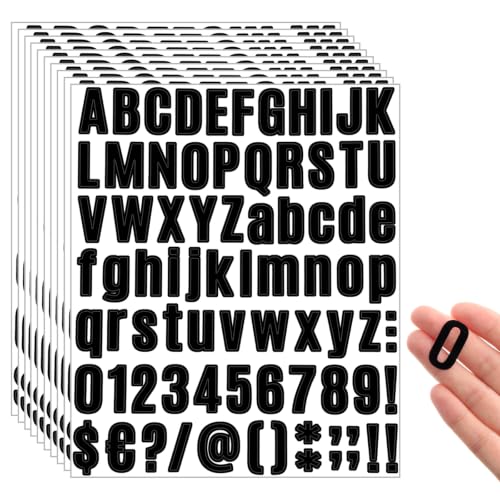 Image of Qilery 32 Sheets 1 Inch Letter and Number Stickers Self Adhesive Vinyl Letters Alphabet Stickers Big Font Letters Number Tags for School Classroom Home Mailbox Decor (Black)