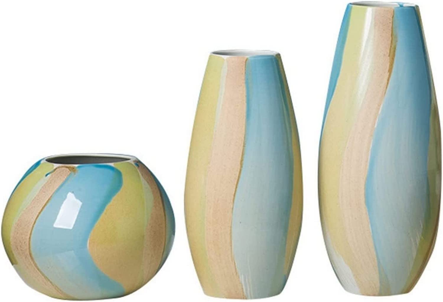 SnamicE Vase Flower Vase Rainbow Ceramic Vase Living Room Office Desktop Decoration Ornament Color Soft Decoration Flower Arrangement Vases Flower Pot Desktop Decor,
