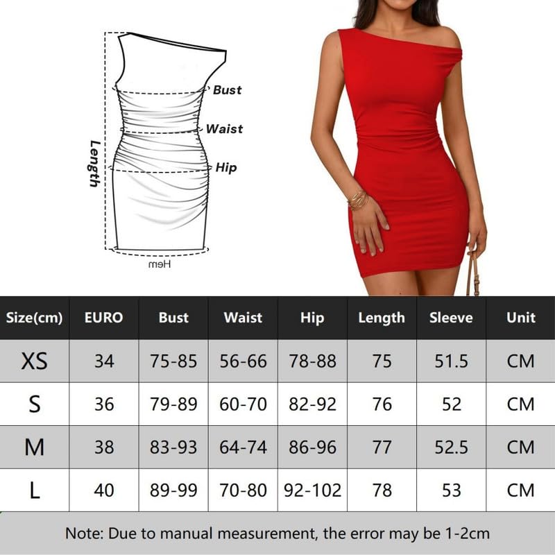 Robe Sexy Femme sans Manches Une Épaule Mini Robes Moulante Ete Chic et Élégante Froncées Wrap Robe Courte Glamour Bodycon Slim Robes Fourreau de Soirée Cocktail Fête Clubwear