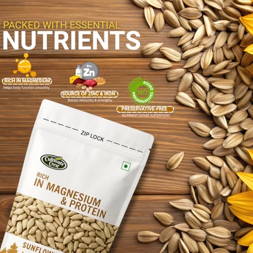 Image of Cultivate Crest Organic Sunflower Seeds 500g | 100% Natural & Raw Sunflower Seeds | Rich in Plant Protein, High Fiber & Magnesium | Natural Superfood Snack | Vegan Friendly | High Protein Seeds