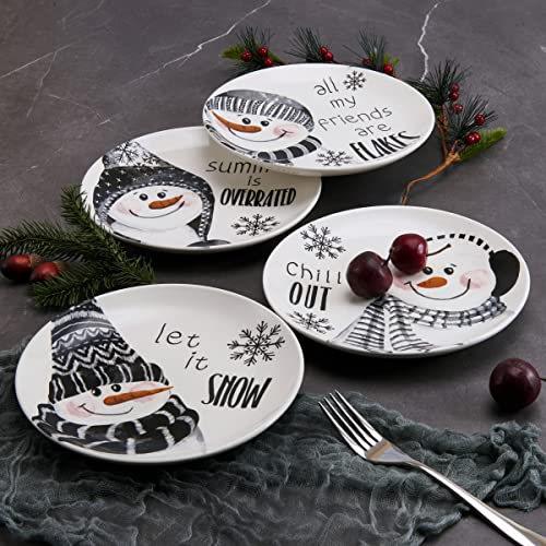 Fitz-and-Floyd-Snow-Days-Snowman-Set-of-4-Appetizer-Salad-Plates-825-Inch-Multicolored Fitz and Floyd Snow Days Snowman Set of 4 Appetizer Salad Plates 825 Inch Multicolored
