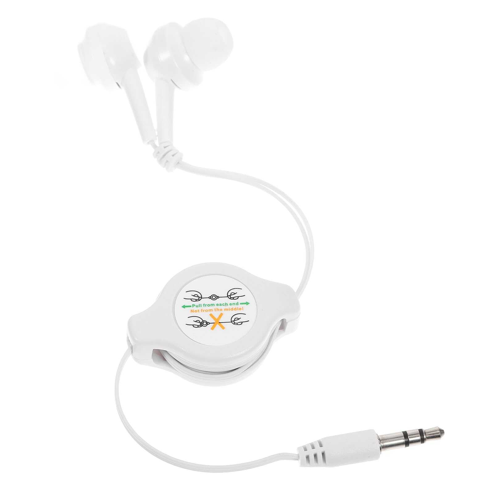 VALICLUD Retractable in-Ear Headphones Wired Earbuds with Comfortable Cushions Lightweight Portable Design for Players and Digital Devices White