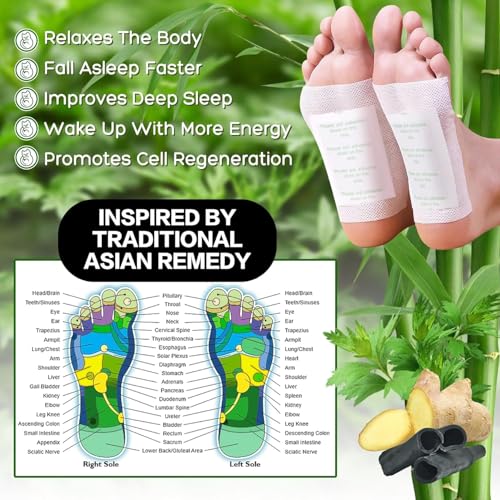Image of Delightbee Deep Cleansing Foot Pads for Detox & Relaxation | Natural Ginger & Bamboo Vinegar Patches for Toxin Removal, Pain Relief, Better Sleep & Circulation for Men & Women | (PACK of 1 (10 Pads))