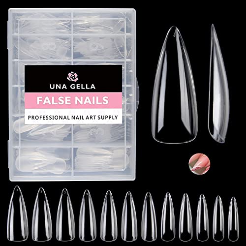 Image of UNA GELLA Medium Stiletto Nail Tips, 312pcs Gel Nail Tips, Clear Acrylic Medium Stiletto Press on Nails For Nail Extension Nail Art DIY Salon 12 Sizes