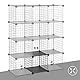 SONGMICS Steckregal aus Gitterplatte, Regalsystem, Würfelregal, Set aus 12 Würfeln, für Schuhe, Bücher, Wohnzimmer, Schlafzimmer, erweiterbar, 31 x 93 x 123 cm, schwarz LPI34H