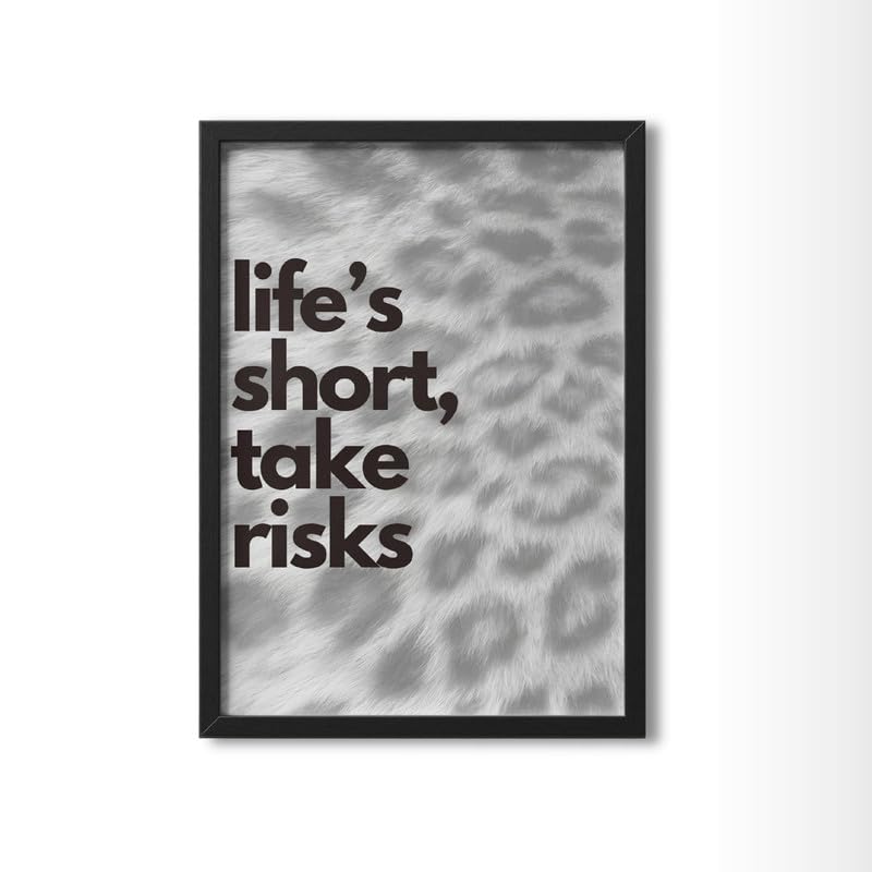 Image of Wall Framed Posters | 8x12 inch size | Motivational Quotes Posters |Inspirational inchLife's Short, Take Risks inch Motivational Photo Frame - Home & Office Wall Decor