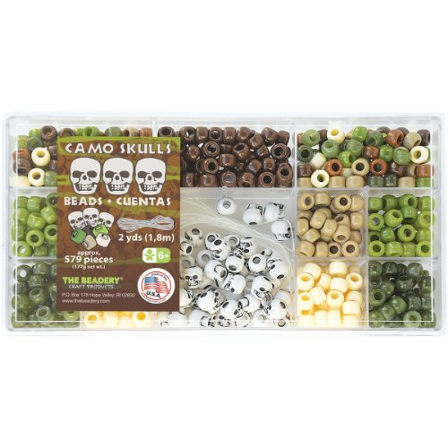 Beadery B6471 579-Piece Bead Box Kit, 6.25-Ounce, Camo Skulls