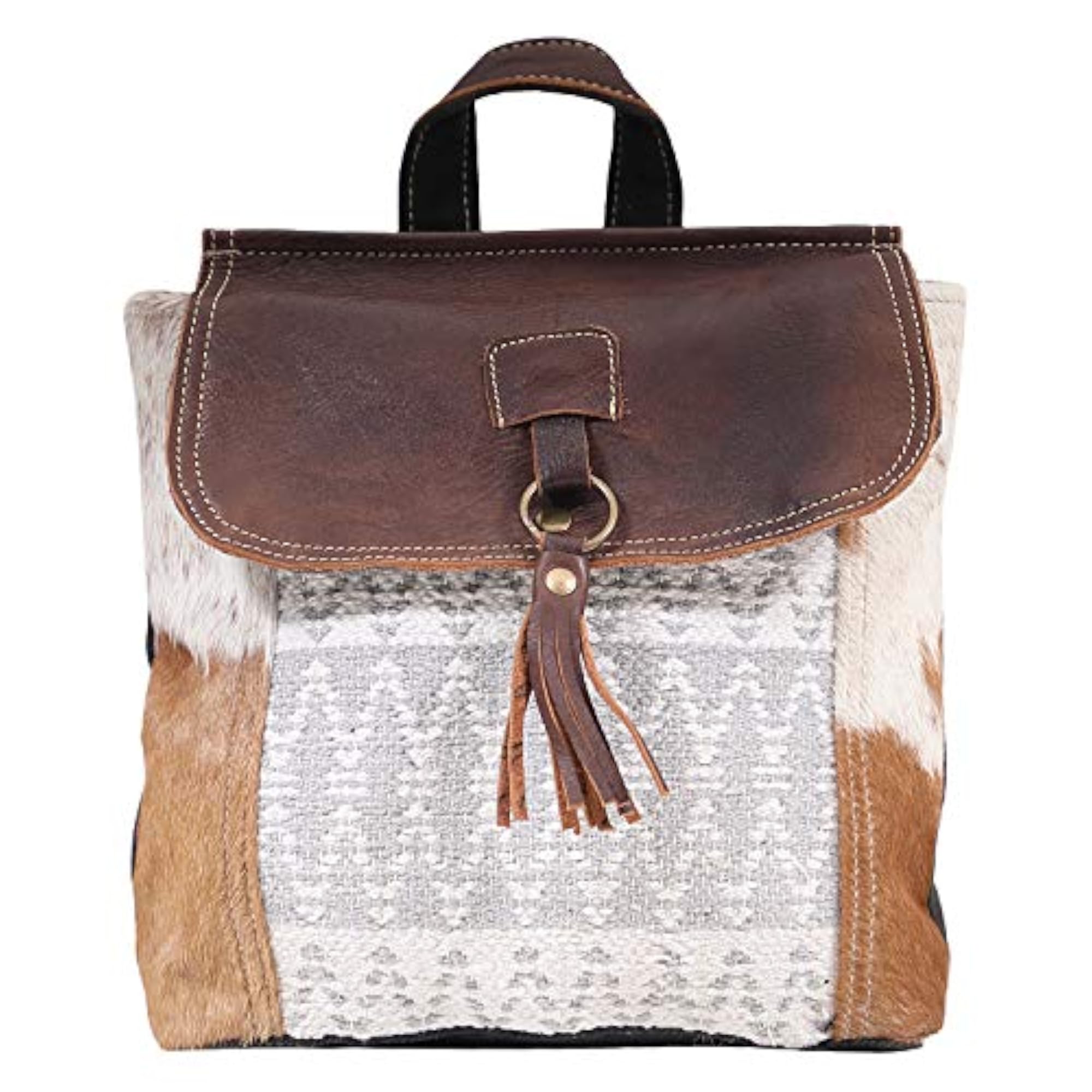 Hanging Buckle Upcycled Canvas & Cowhide Leather Backpack
